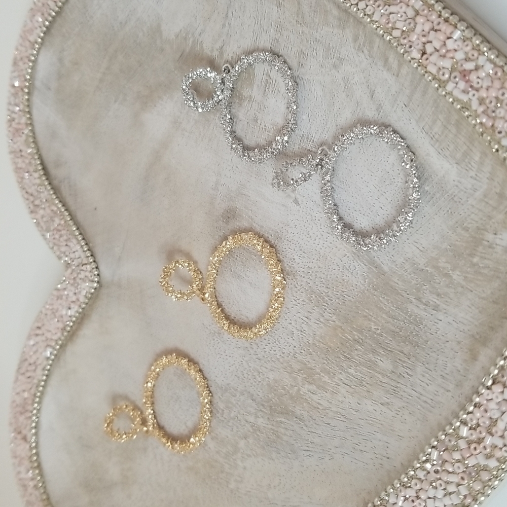 Gold Silver Round Hoop Earrings - Picture 6 of 6